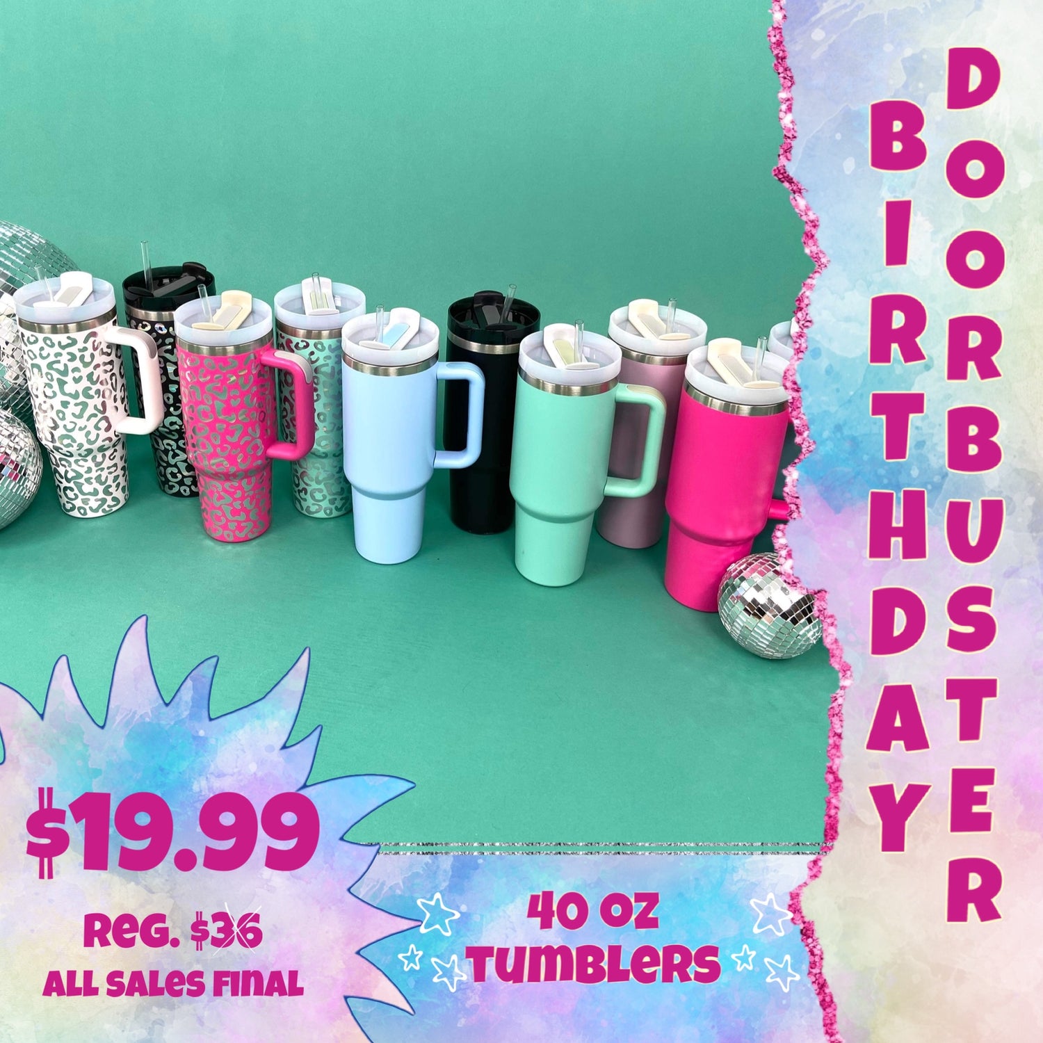 BIRTHDAY DOORBUSTER!!! 40oz Stainless Steel Tumbler with Handle {Multiple Colors!}