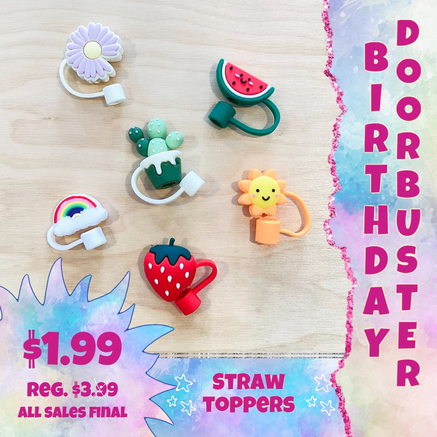 BIRTHDAY DOORBUSTER!!! Straw Toppers! {Multiple Styles !}