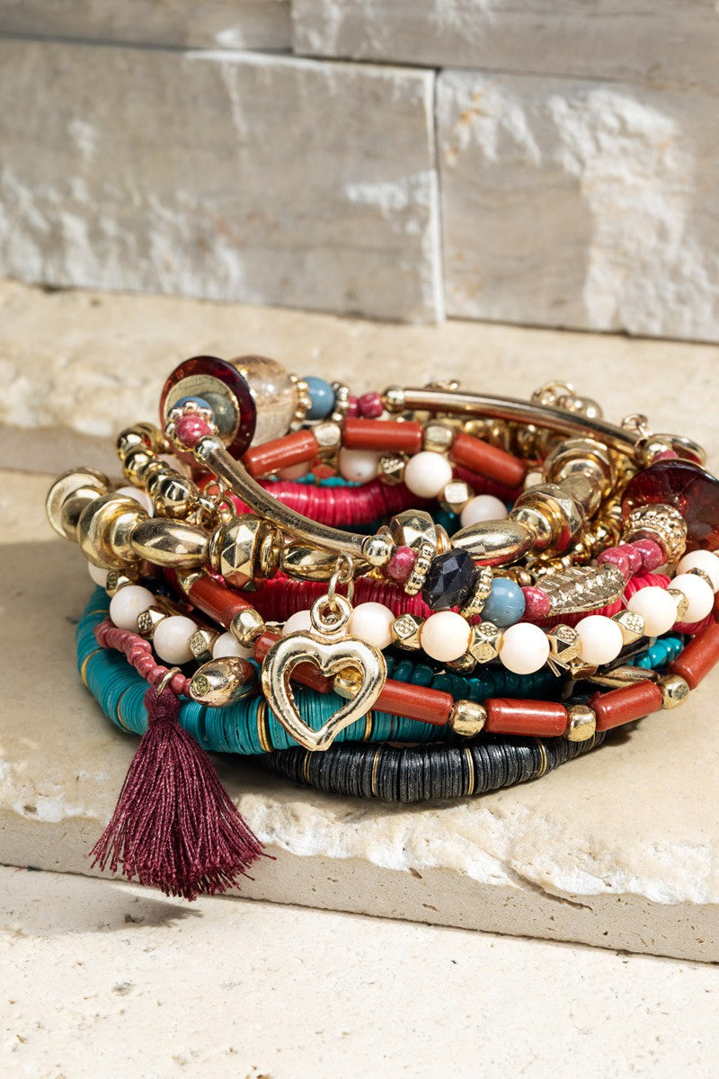 Stacked With Love Bracelets In Brown