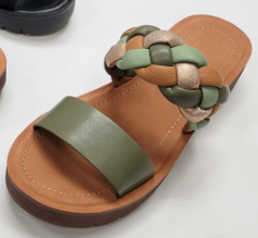 Braided Olive Slide Sandals