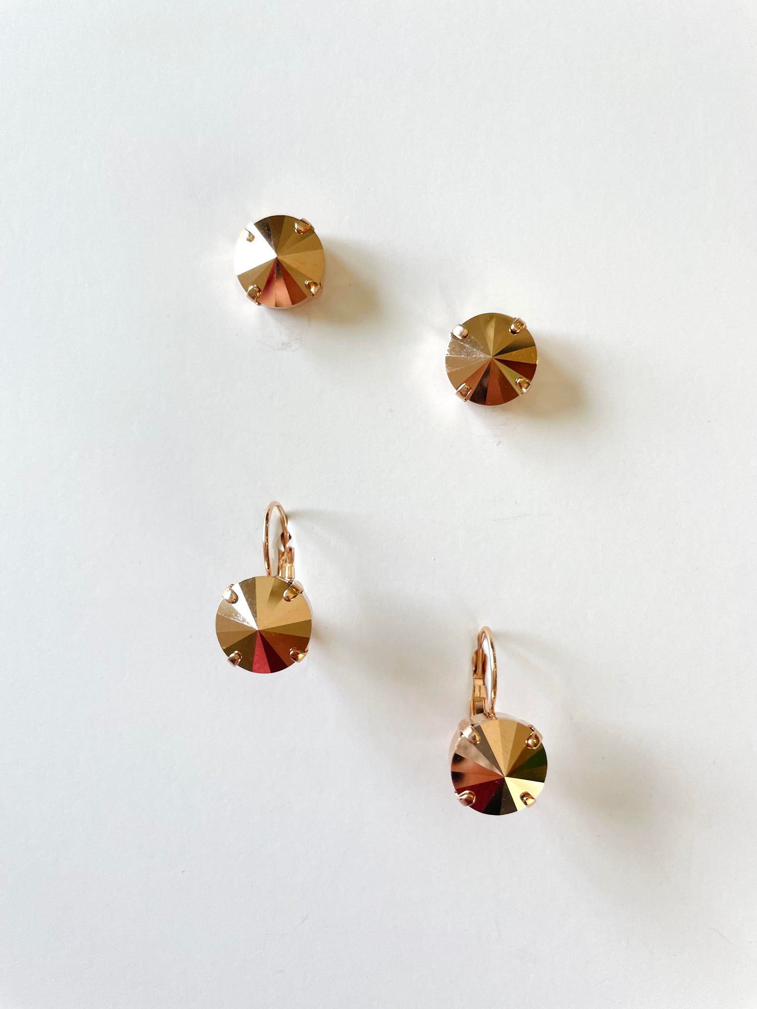 12mm Drop or Post Earrings in Rose Gold Metallic {Rose Gold Metal}