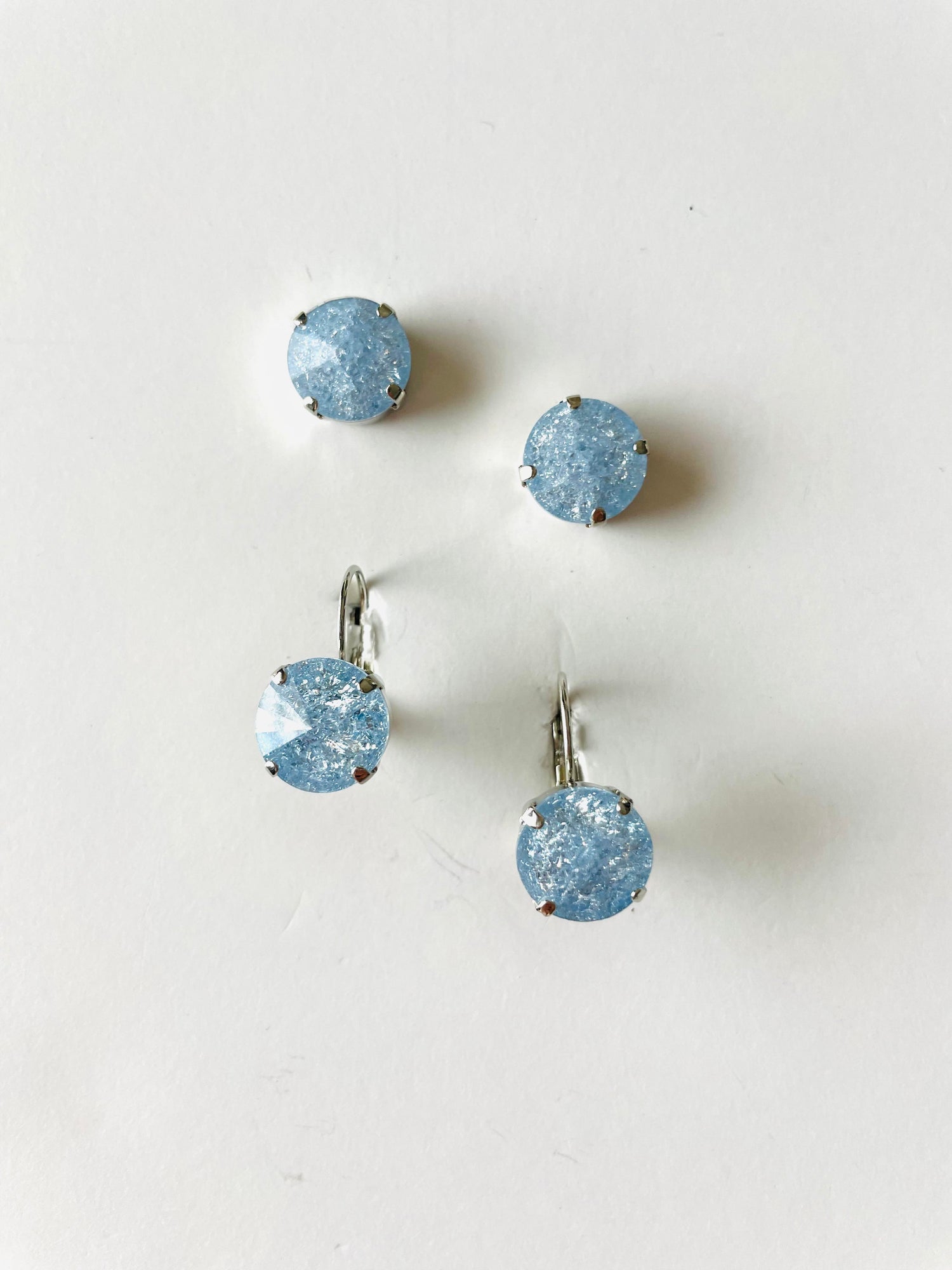 12mm Drop or Post Earrings in Light Sapphire Ice