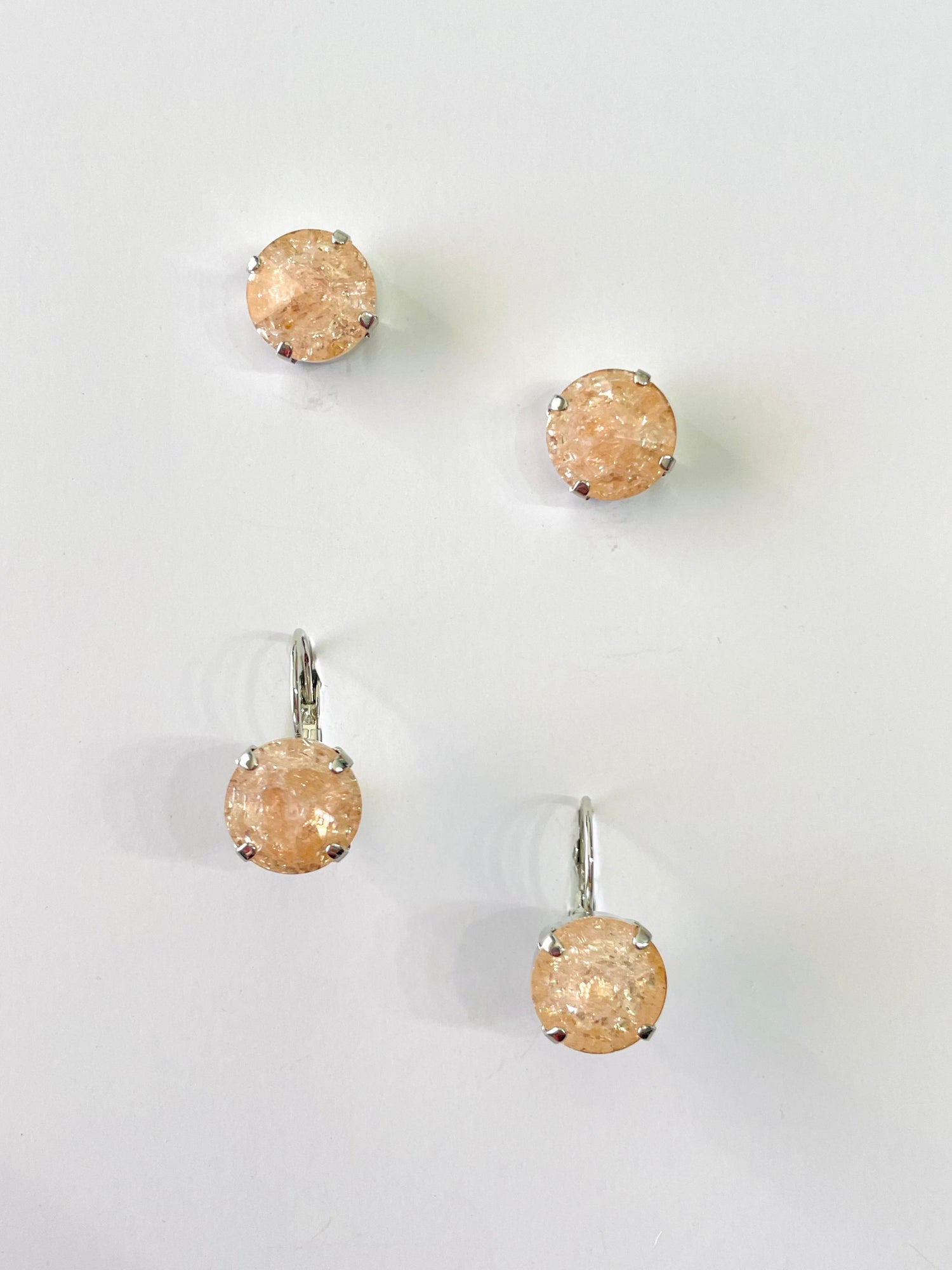 12mm Drop or Post Earrings in Peach Ice
