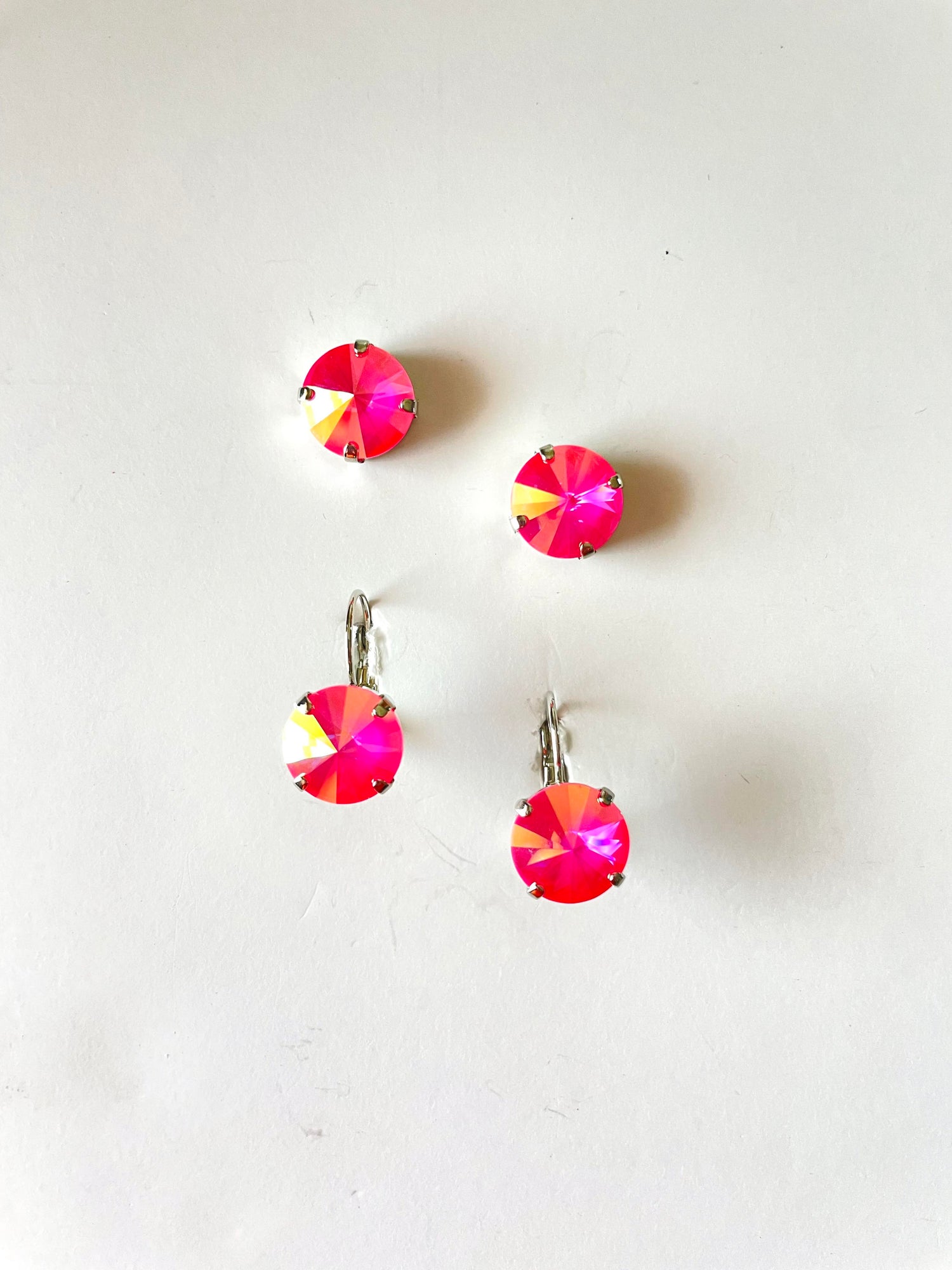 12mm Drop or Post Earrings in Ultra Pink Lacquer AB