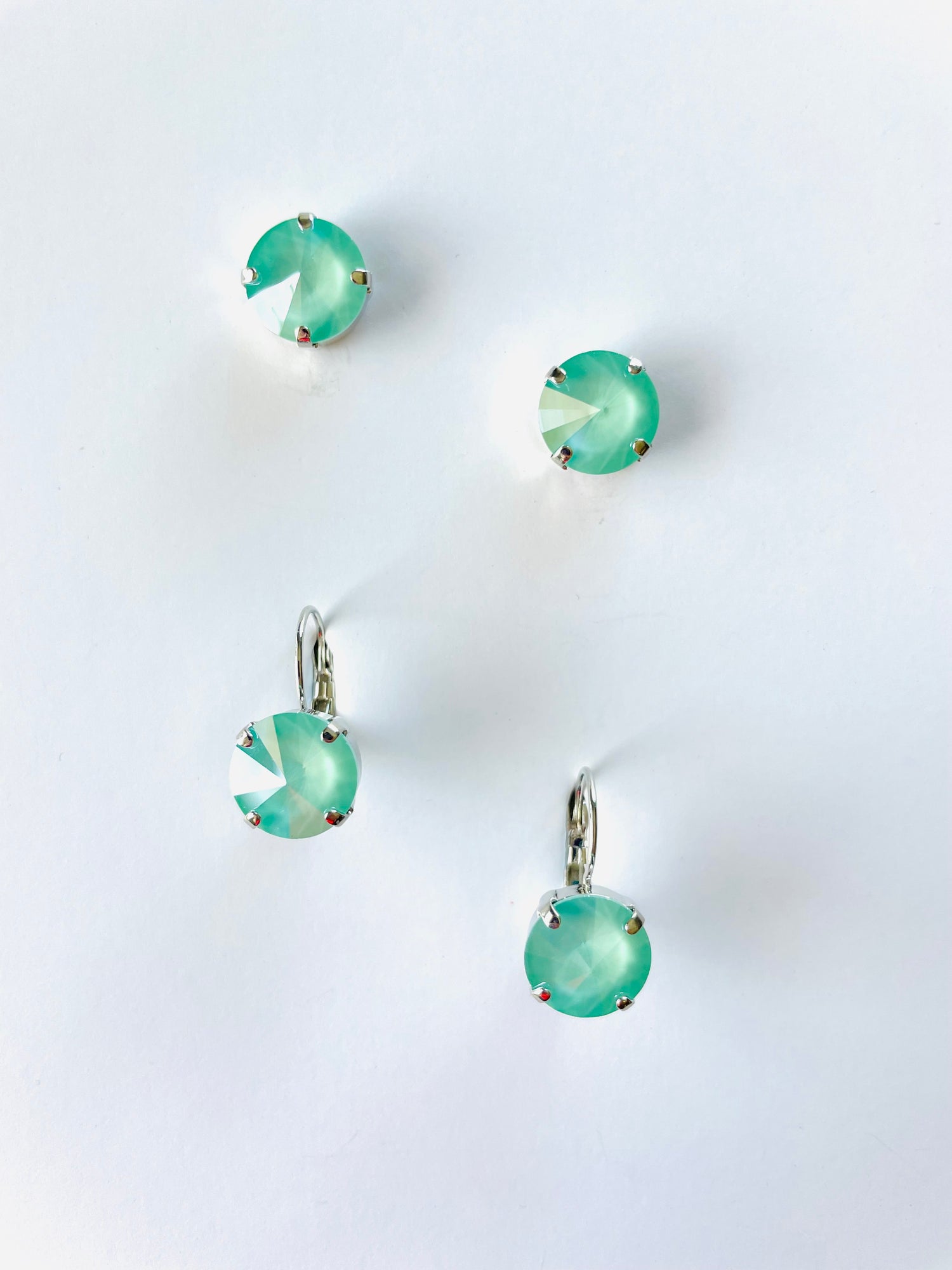 12mm Drop or Post Earrings in Mint Lacquer