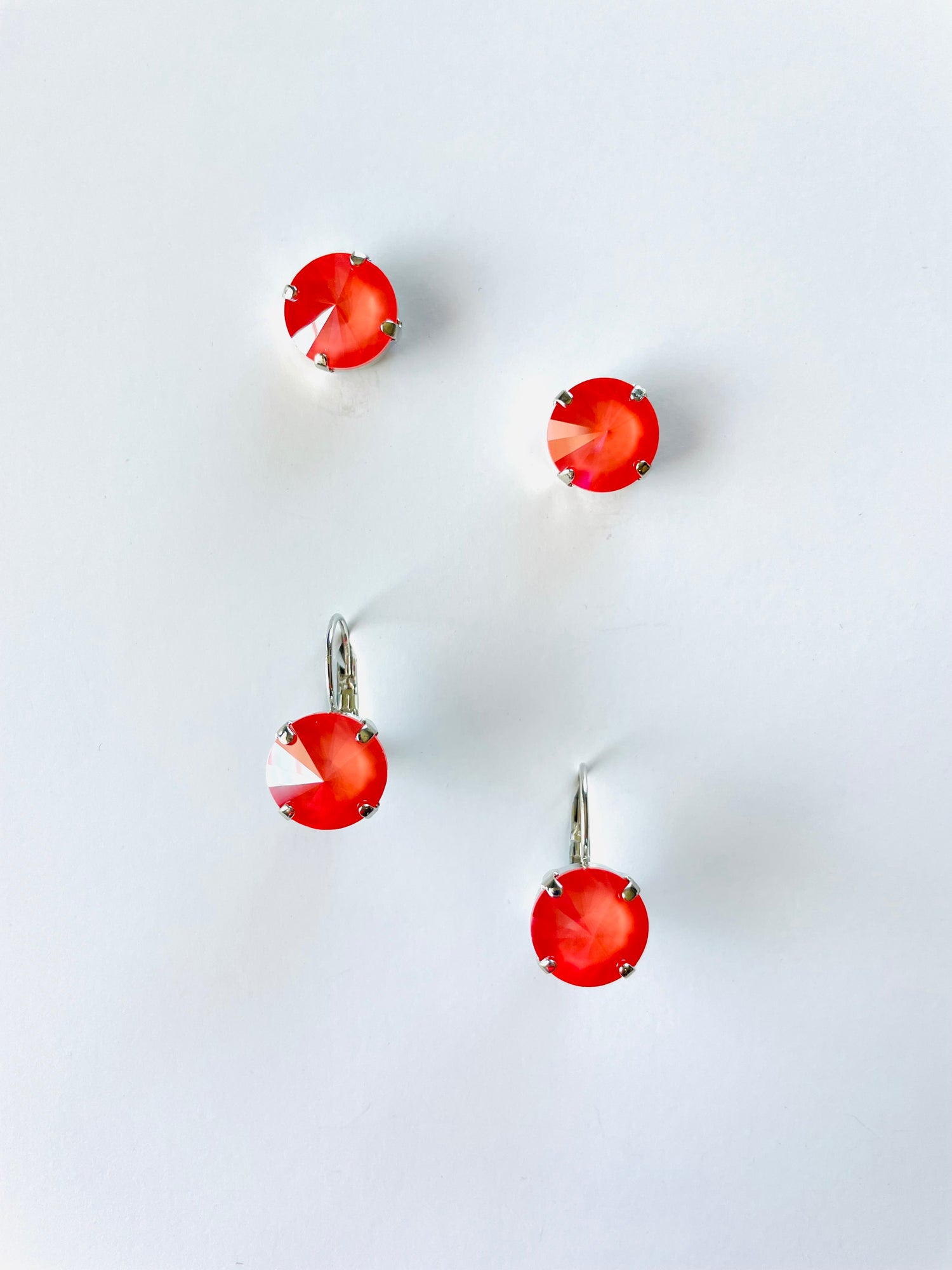 12mm Drop or Post Earrings in Coral Lacquer