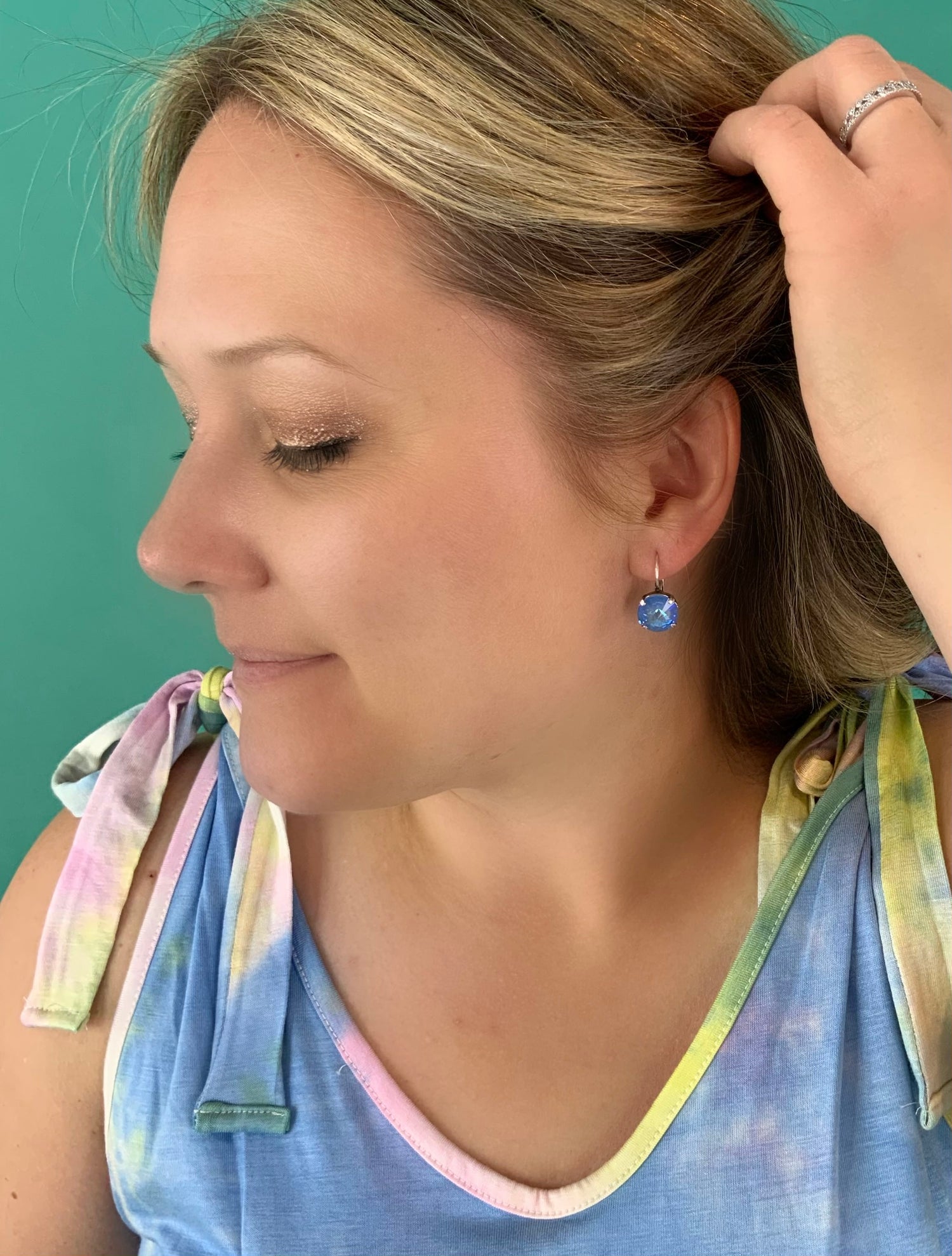 12mm Drop or Post Earrings in Ocean Blue DeLite